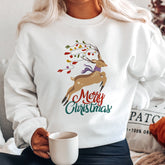 Colourful Reindeer Merry Christmas Jumper, Unisex Adult Kids Sizes, Rudolph Matching Family Sweatshirt