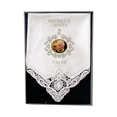 Coronation handkerchief, HM King Charles III gift for her him, God save the king souvenir