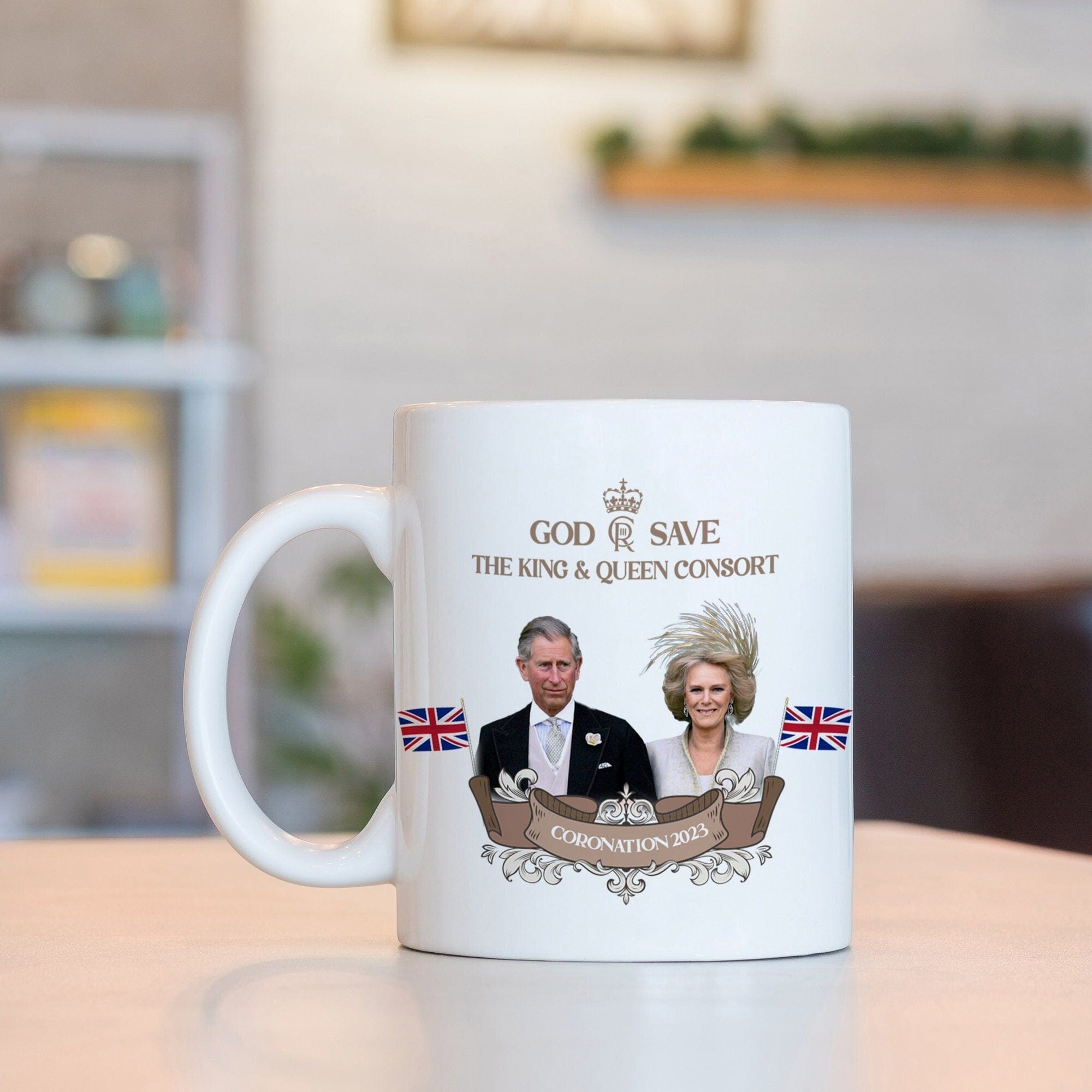 Coronation Mug With Hm King Charles Iii And Camilla Photos, God Save The King And Queen Consort