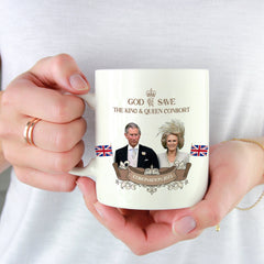 Coronation Mug With Hm King Charles Iii And Camilla Photos, God Save The King And Queen Consort