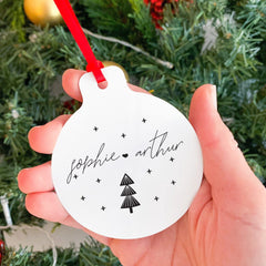 Couple Christmas Ornament, Personalised Modern Xmas Decor, Couple Gift, Wife Husband Gift Keepsake