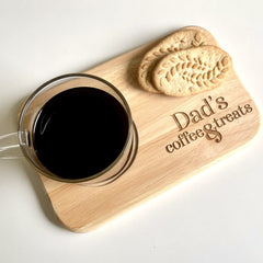 Dad's coffee and treats engraved board,Personalised tea & biscuits board, Birthday Gift