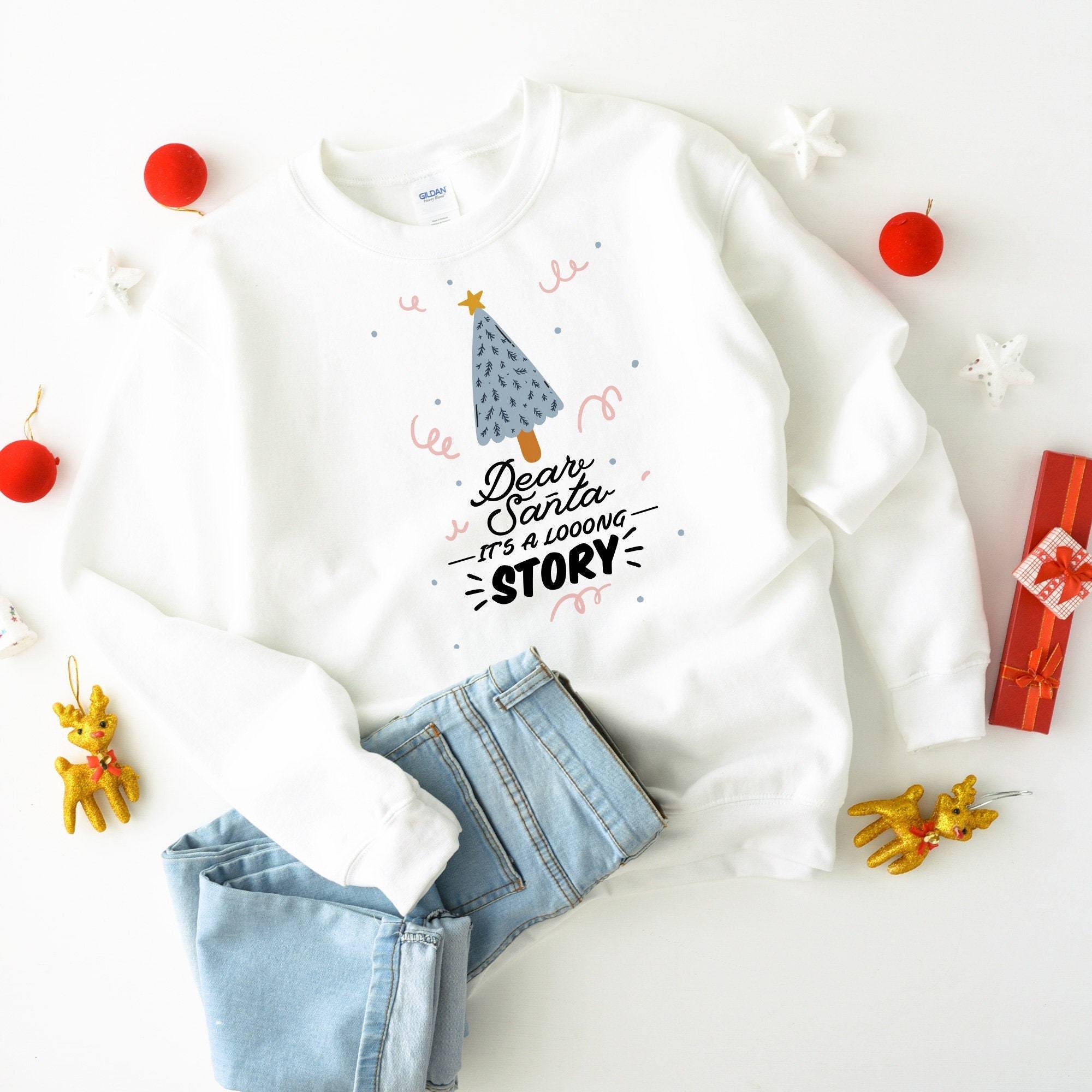 Dear Santa it's a long story Christmas jumper, Unisex Adult & Kids sizes, Funny Xmas gift