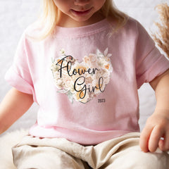 Floral Flower Girl T-Shirt, Wedding Proposal Gift For Kids, Bridal Party Wedding Day