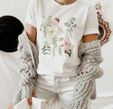 Flower t-shirt, Gift for her, Women trendy tshirt, Spring concept, Wild meadow flower nature tee