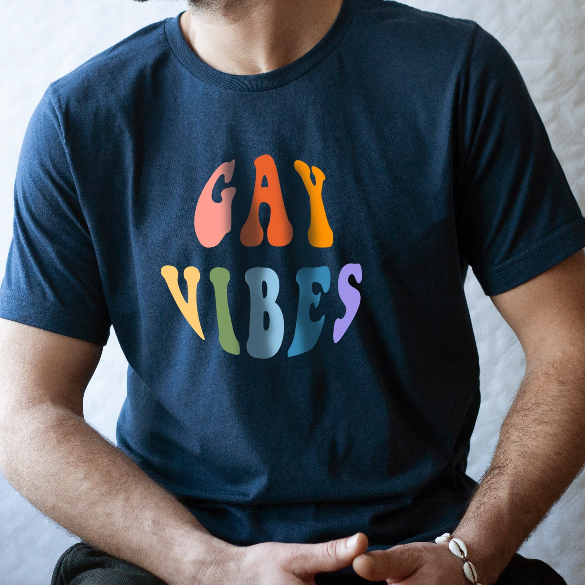 Gay Vibes Pride T-Shirt, Unisex Tee, Rainbow Heart Tee, Lgbtq+ Flag Tshirt