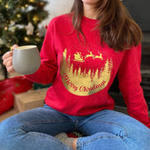 Gold Foil Merry Christmas sweatshirt Eco - sustainable Xmas Jumper adult and kids Santa Reindeer