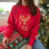 Gold Foil Reindeer Christmas sweatshirt Eco - sustainable Xmas Jumper adult and kids