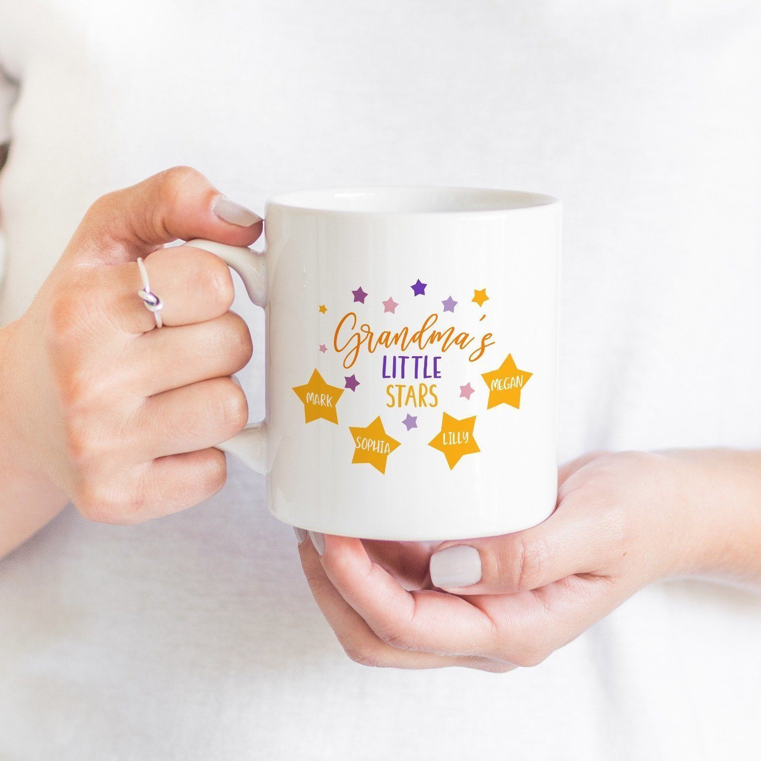 Grandma'S Little Stars Mug, Personalised Gift For Grandma, Nanny Gift With Grandchildren Names