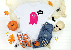 Halloween Ghost T-Shirt, Unisex Adult Sizes, Boo Cute Halloween Costume Tshirt