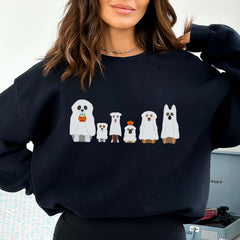 Halloween Sweatshirt, Dogs In Ghost Costumes, Funny Spooky Season Halloween Jumper