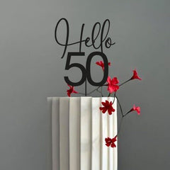 Hello 50 wooden birthday Cake Topper, Suitable for ALL AGES, Personalised Party Décor