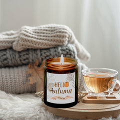 Hello Autumn Candle, Autumn decor, Pumpkin spice candle, Get cosy gift