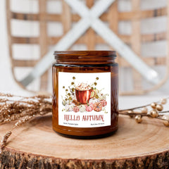 Hello Autumn Candle, Pumpkin Spice Scent, Cosy Autumn Gift, Autumn Home Decor, September Birthday Gift