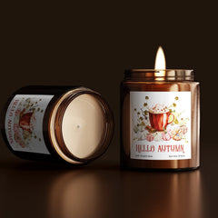 Hello Autumn Candle, Pumpkin Spice Scent, Cosy Autumn Gift, Autumn Home Decor, September Birthday Gift