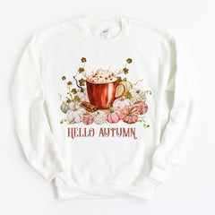Hello Autumn Jumper, Pumpkin Spice Latte Autumn Leaves, Fall Autumn Love Sweatshirt