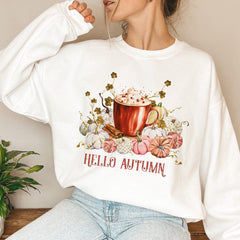 Hello Autumn Jumper, Pumpkin Spice Latte Autumn Leaves, Fall Autumn Love Sweatshirt