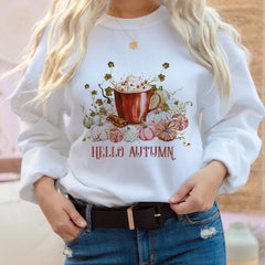 Hello Autumn Jumper, Pumpkin Spice Latte Autumn Leaves, Fall Autumn Love Sweatshirt