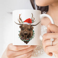Highland Cow with Santa Hat Christmas Mug Xmas gift, Scottish gifts Stocking filler