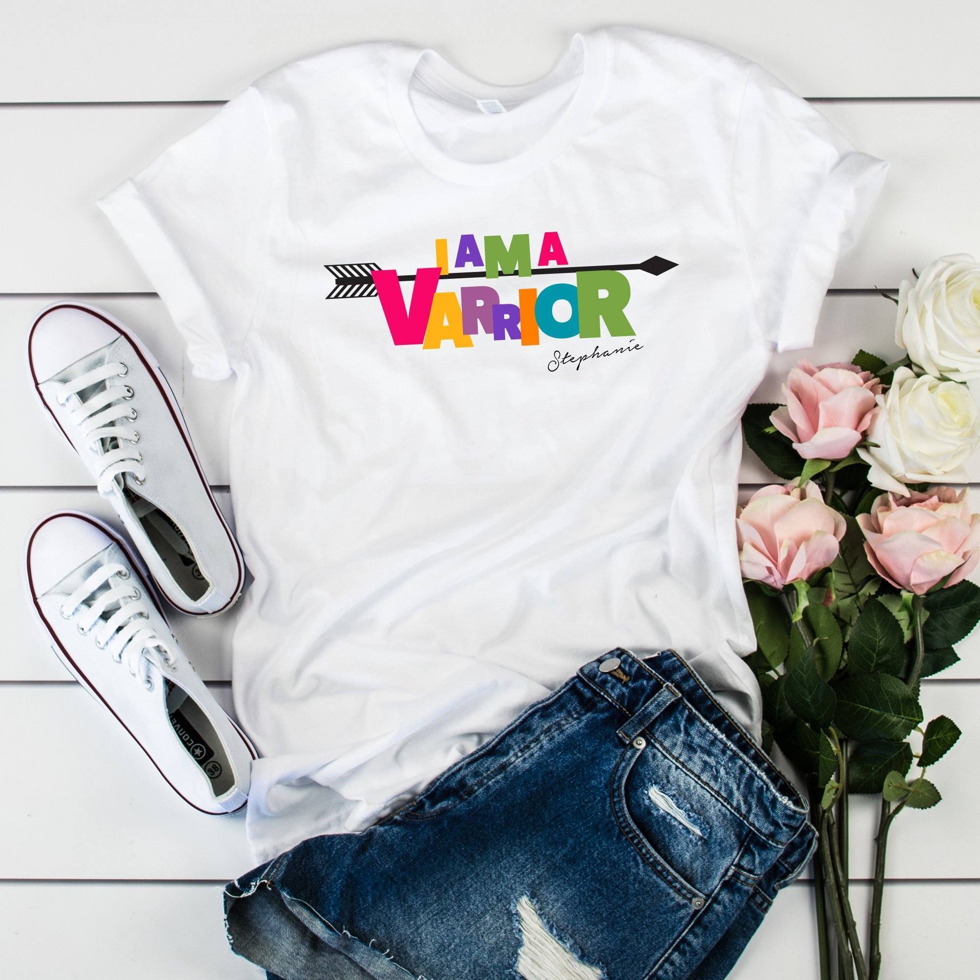 I Am A Warrior T-Shirt With Name, Personalised Gift For Cancer, Fighter Gift