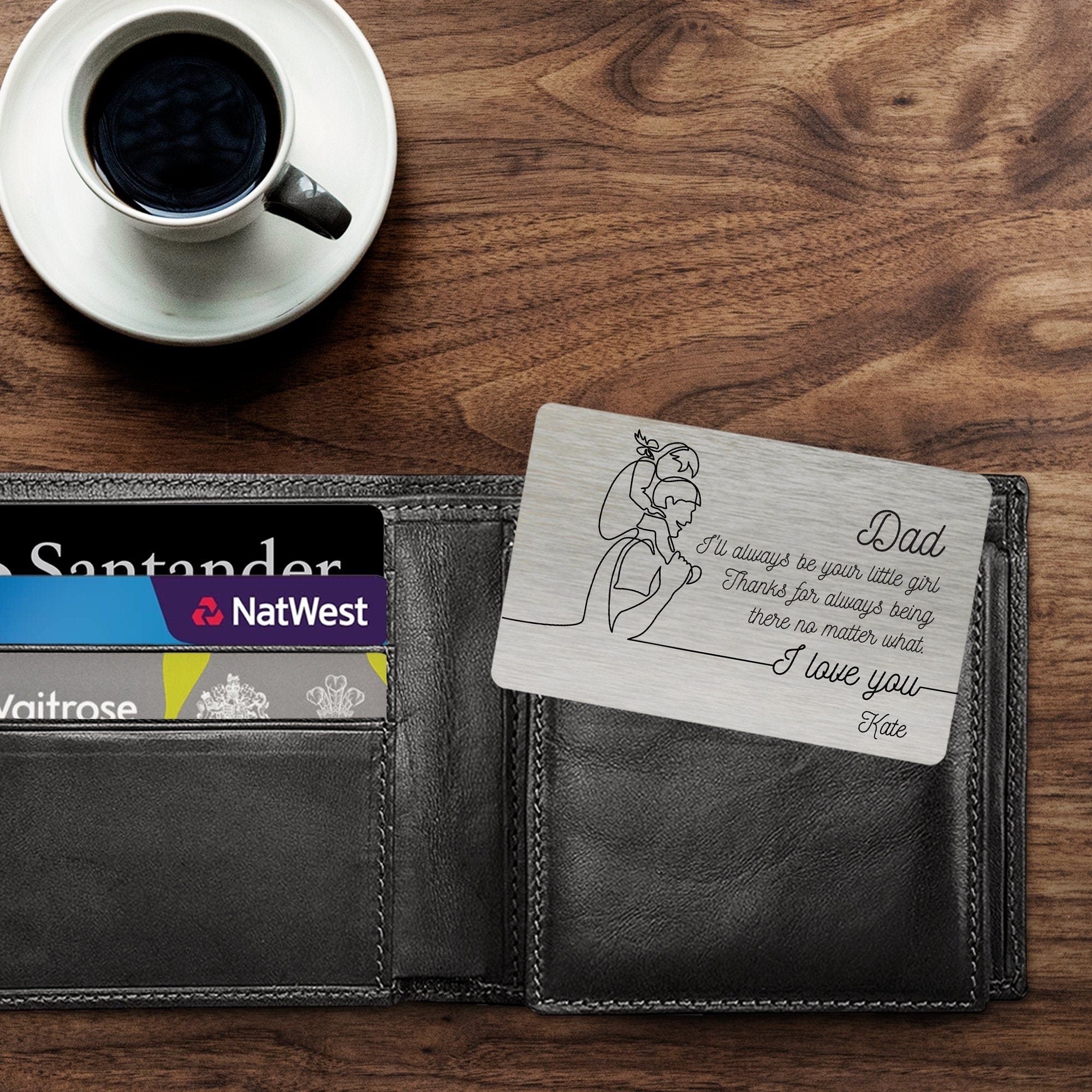 I'll always be your little girl wallet card, Personalised Father's Day Gift, Custom Gift for Dad