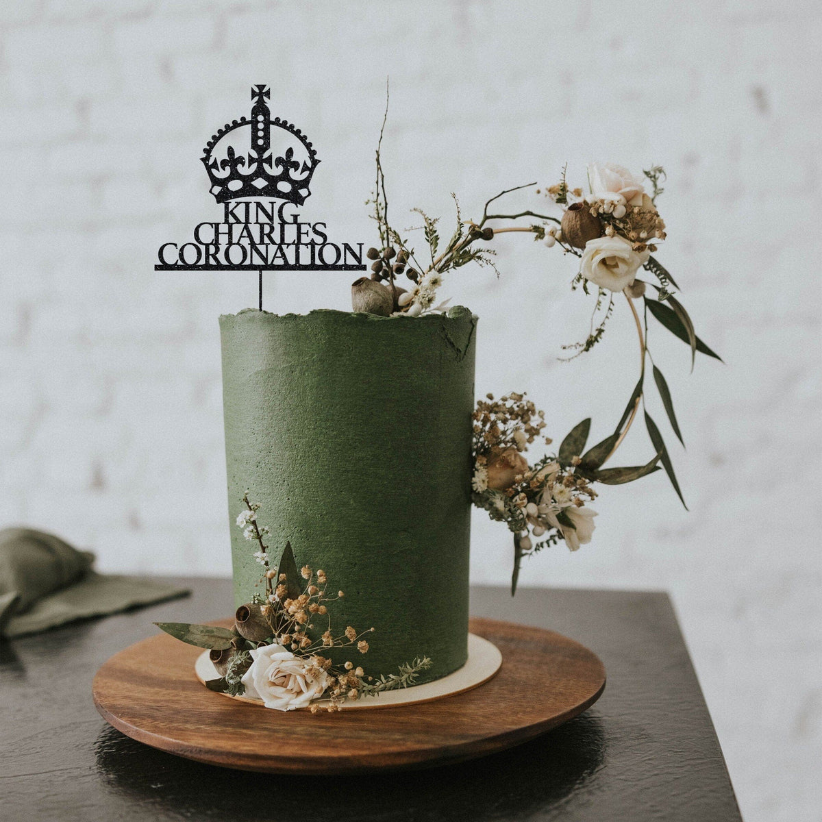 King Charles Coronation Celebration Cake Topper with Crown, The King's