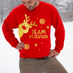 Matching Family Christmas jumper, GOLD FOIL, Reindeer Xmas Sweatshirt