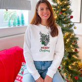 Merry Christmas sweatshirt with reindeer Eco - sustainable Xmas jumper Modern Abstract Reindeer Ladies