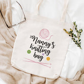 Nanny's knitting bag, Grandma gift, Knitting Tote Bag, Knitting Shopping Bag