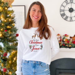 Our First Christmas as Mr and Mrs Sweatshirt with Reindeers, Eco - sustainable, Newlywed Matching 1st Xmas Jumper