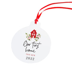 Our First Home Christmas Ornament With Postcode, Personalised New Home Xmas Décor