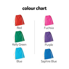 Personalised 100% cotton PE bag with kids name, Back to school, Swimming kit