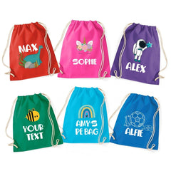 Personalised 100% cotton PE bag with kids name, Back to school, Swimming kit