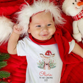 Personalised 1st Christmas kids name t-shirt and bodysuit, Animals First Xmas boy girl top