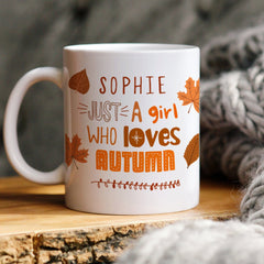 Personalised Autumn Mug With Name, Autumn Lover Birthday Gift, Pumpkin Decor Fall Coffee Cosy