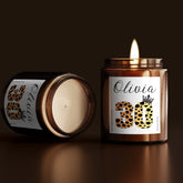 Personalised Birthday Candle with Name and Age, Leopard Pattern and Crown Design, Happy Birthday Gift for Her Him