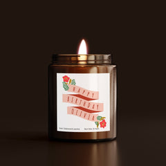 Personalised Birthday Candle with Name, Happy Birthday Gift for Her Him, Colourful Flowers