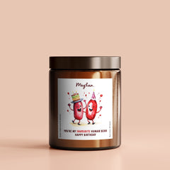 Personalised Birthday Scented Candle with Name, You Are My Favourite Bean, Gift for Her Him