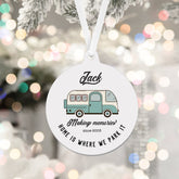Personalised Campervan Metal Christmas Ornament, Flat bauble, Camper Xmas Gift