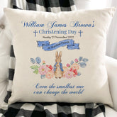 Personalised Christening Cushion With Name And Church, Pink Or Blue, Baptism Decoration