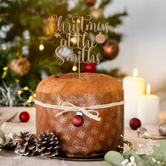 Personalised Christmas Cake Topper with Family Name, Christmas at the Cake Decoration, Xmas Table Décor