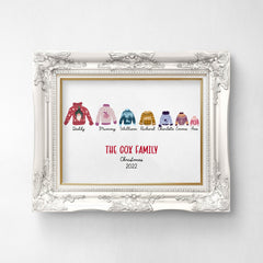 Personalised Christmas Family Poster, Xmas Family Name Print Decor