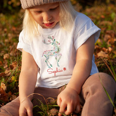 Personalised Christmas kids name t-shirt, Reindeer Xmas boy girl t shirt, top, Gift for kids