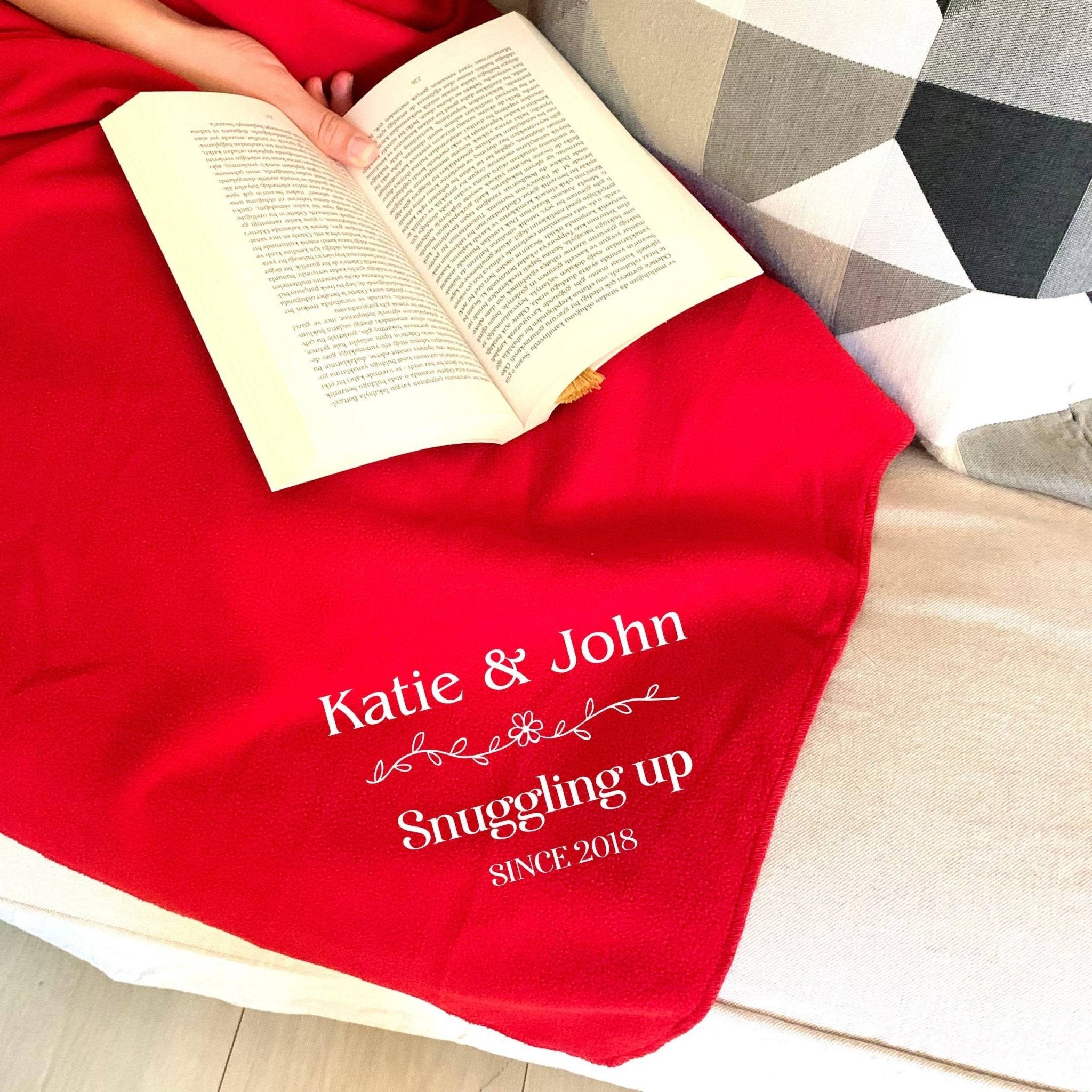 Personalised couple blanket with carrying handle, Wife, husband, girlfriend, partner Christmas gift