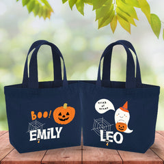Personalised cute mini Halloween bag with name, Trick or treat bags, Girls or boys baskets