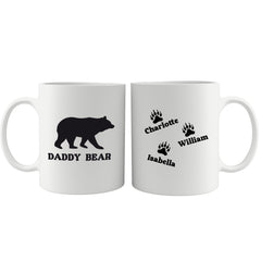 Personalised Daddy Bear Mug With Names , Gift For Dad Or Grandad, Papa Bear