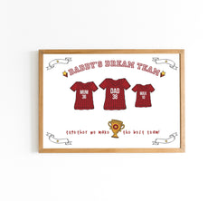 Personalised Daddy's dream team,Football team family poster,First Father's day gift,