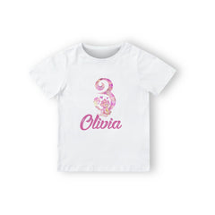 Personalised Dinosaur Kids Birthday T-Shirt, Pink Or Blue Options, Boy Girl Tshirt Top With Name