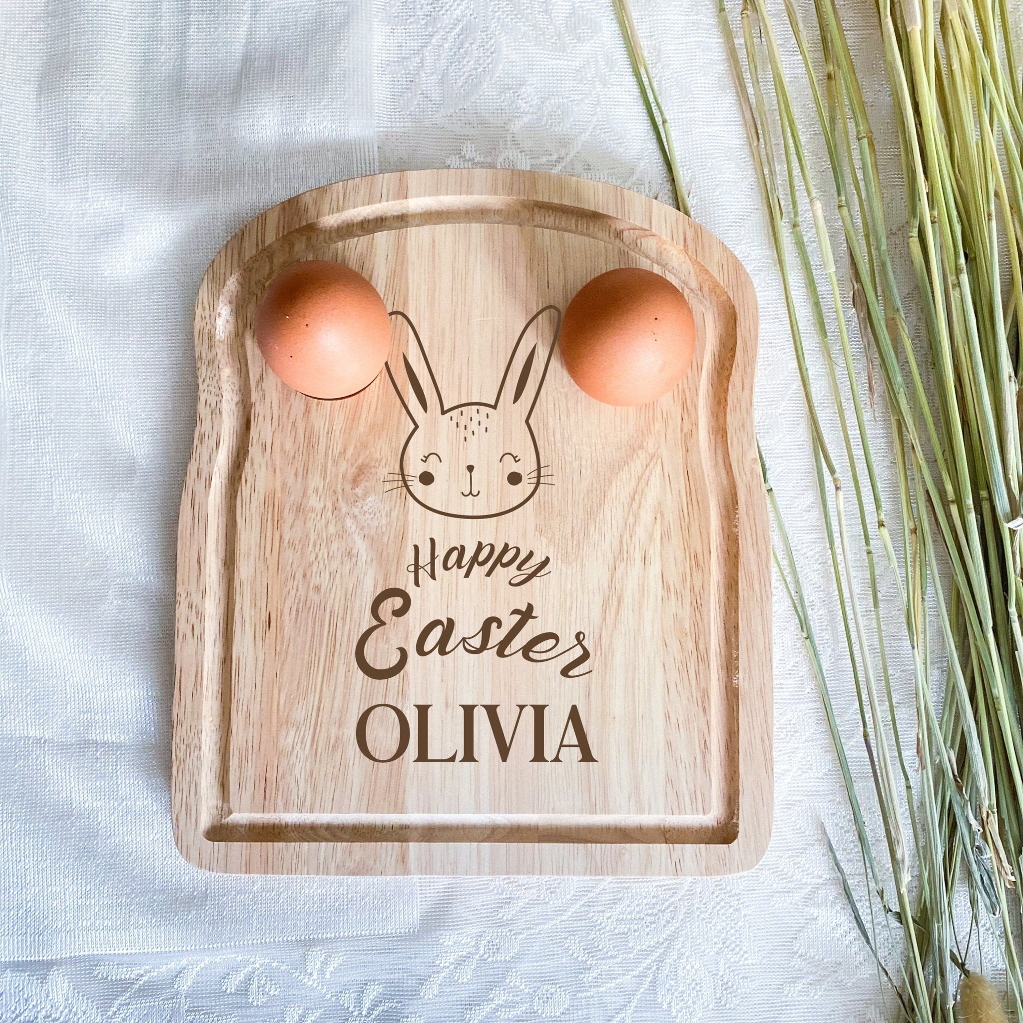 Personalised Easter Breakfast Board, Dippy Egg Board With Name, First Easter Bunny Gift For Kids Children