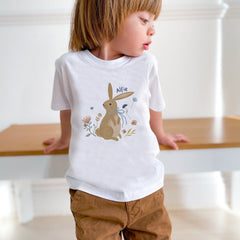 Personalised Easter bunny T-Shirt with name, Easter gift for boy girl, Bunny Childrens tshirt